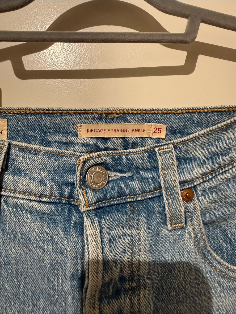 Levi's Light Blue High-Rise Straight-Leg Jeans - Picture 3 of 6